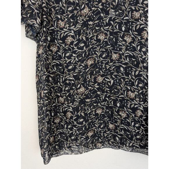 Velvet Graham Spencer Tracia Scoop Neck Beaded Floral Sheer Black Size XL - Picture 6 of 13